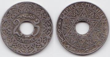 MAROC..25 Centimes 1924 "POISSY" - Pièce non nettoyée et pat beschikbaar voor biedingen