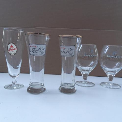 Pale Ale, Tuborg , Hoegaarden. 5 Vintageglazen, Verzamelen, Biermerken, Gebruikt, Ophalen of Verzenden