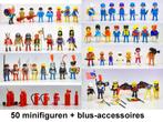 Lot 50 minifiguren Playmobil + blusmateriaal & accessoires, Kinderen en Baby's, Speelgoed | Playmobil, Ophalen, Gebruikt