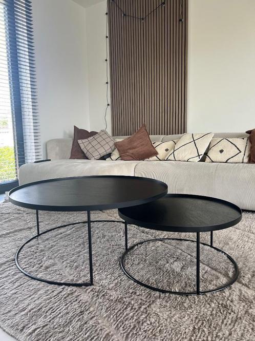 Salontafel Ethnicraft rond set van twee stuks, Huis en Inrichting, Tafels | Salontafels, Nieuw, Minder dan 50 cm, 50 tot 100 cm