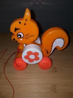Vintage trekspeelgoed - oranje eekhoorn, Kinderen en Baby's, Speelgoed | Babyspeelgoed, Overige typen, Gebruikt, Ophalen of Verzenden