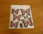 Zwarte fuchsia roze glitter 3D vlinder muurstickers wandstic, Huis en Inrichting, Ophalen of Verzenden