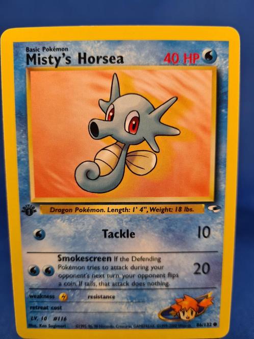 Misty's Horsea 86/132 - Gym Heroes (1st edition), Hobby en Vrije tijd, Verzamelkaartspellen | Pokémon, Zo goed als nieuw, Verzenden