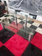 Glazen tv-tafel, Huis en Inrichting, Tafels | Salontafels, Ophalen, Minder dan 50 cm, Gebruikt, 50 tot 75 cm
