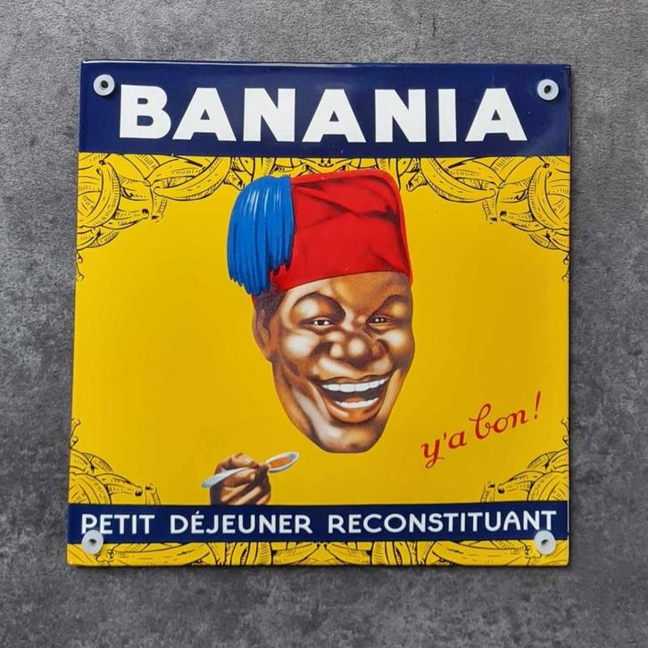 Banania emaillen reclame bordje retro decoratie bordjes kado, Verzamelen, Merken en Reclamevoorwerpen, Zo goed als nieuw, Reclamebord