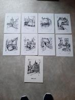 Collectie van 8 pentekeningen van Brugge,Maurits Dousselaere, Antiek en Kunst, Kunst | Tekeningen en Fotografie, Ophalen of Verzenden