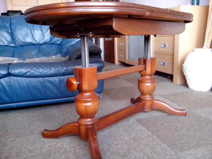 Uitschuif salontafel in massief, kwaliteit houtwerk, Huis en Inrichting, Tafels | Salontafels, Zo goed als nieuw, 50 tot 75 cm