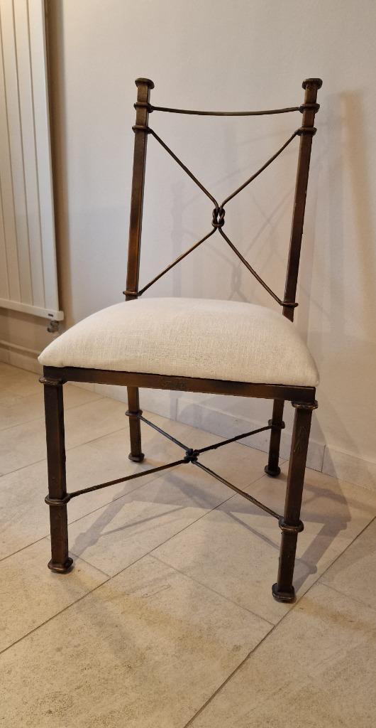 6 Eetkamer stoelen Metaal, Huis en Inrichting, Stoelen, Zo goed als nieuw, Metaal, Bruin, Ophalen