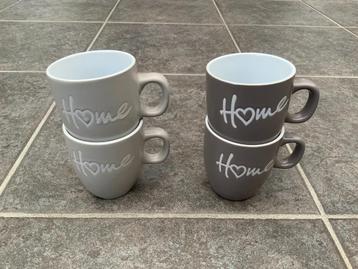 Set van 4 kopjes/tassen 'Home' 100ml, Enlèvement ou Envoi, Comme neuf, Tasse(s) et/ou soucoupe(s)