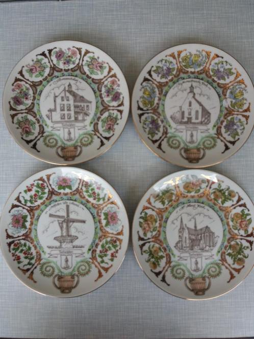 Terheijden : 4 porseleinen borden ( Limoges) met afbeeldinge, Antiquités & Art, Curiosités & Brocante, Enlèvement ou Envoi