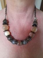 Dames halscollier met nep-parels, Handtassen en Accessoires, Kettingen, Kunststof, Beige, Ophalen of Verzenden, Gebruikt