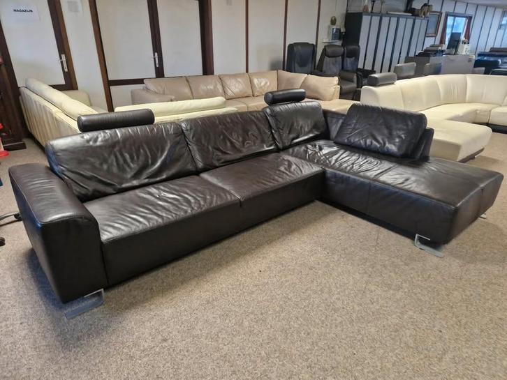 BRUINE BUFFELLEDEREN HOEKSALON AFM 310 X 210, Huis en Inrichting, Zetels | Zetels en Chaises Longues, Gebruikt, Leer, Ophalen