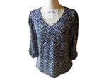(58) - blouse femme t.38 bleue blanche, Ophalen of Verzenden, Zo goed als nieuw, Maat 38/40 (M), Blauw