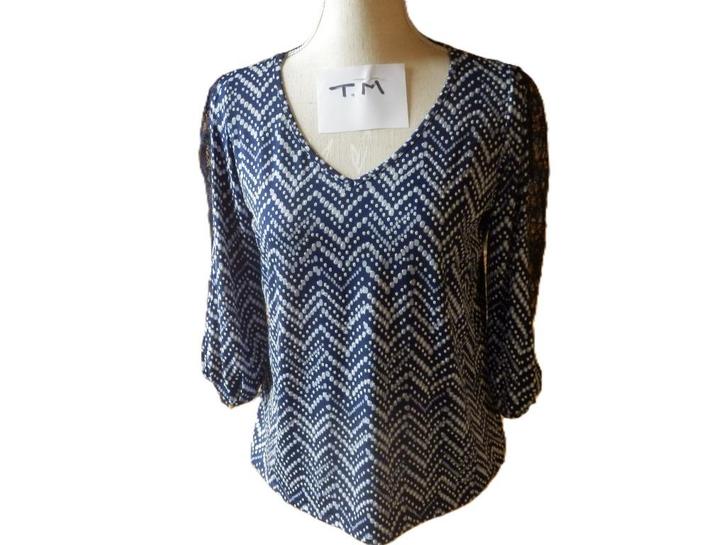 (58) - blouse femme t.38 bleue blanche, Kleding | Dames, Blouses en Tunieken, Zo goed als nieuw, Maat 38/40 (M), Blauw, Ophalen of Verzenden