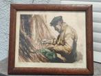 Gravure pêcheur a capri signe Roger hebbelinck, Enlèvement ou Envoi