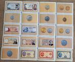 29 oude stickers: oude bankbiljetten en munten, Verzamelen, Stickers, Overige typen, Gebruikt, Ophalen of Verzenden