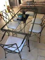 Glazen eetkamertafel met 6 bijpassende stoelen, Maison & Meubles, Salles à manger complètes, Enlèvement, Comme neuf