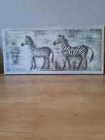 Zebratafereel op doek met kader 91x42cm, Ophalen, Zo goed als nieuw