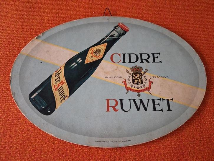 oud reclamebord  cidre ruwet jaar 1954, Verzamelen, Merken en Reclamevoorwerpen, Gebruikt, Reclamebord, Ophalen of Verzenden