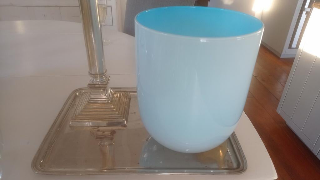 Lichtblauwe kelk - kaarsenhouders FLAMANT, Ophalen of Verzenden