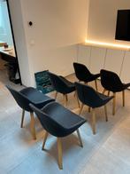 6 stoelen Junto - eik + stof antraciet, Ophalen, Zwart, Stof, Vijf, Zes of meer stoelen