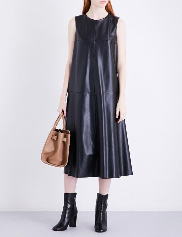 Max Mara Midi Jurk "Faux Leather" taille : L - Zwart, Kleding | Dames, Jurken, Zo goed als nieuw, Maat 42/44 (L), Zwart, Onder de knie