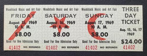 Woodstock Ticket - Origineel - 3 dagen - nr. 41402, Antiek en Kunst, Kunst | Litho's en Zeefdrukken, Verzenden