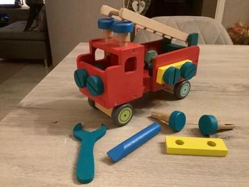 Camion de pompiers en bois (20x26 cm), Enlèvement ou Envoi, Comme neuf, Autres types
