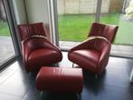 Leolux 2 fauteuils en 2-zitspoef, nieuwstaat!, Design, Leer, Zo goed als nieuw, Ophalen