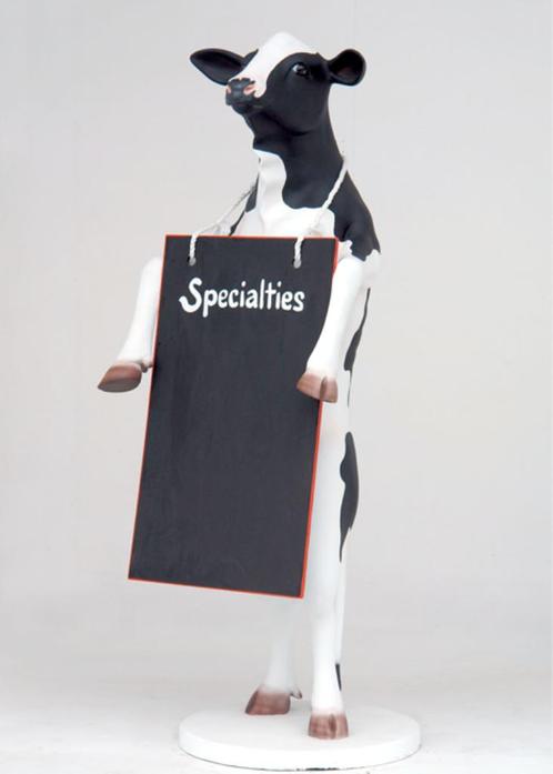 COW STANDING WITH MENU Hoogte 173 cm - Koe polyester, Verzamelen, Dierenverzamelingen, Nieuw, Ophalen