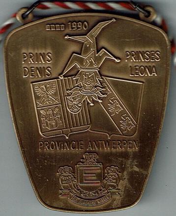 Medaille carnaval prinsenpaar Antwerpen 1990