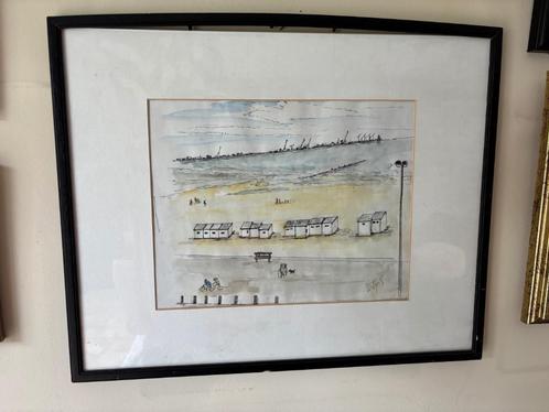 Aquarel "Heist aan Zee", Antiek en Kunst, Kunst | Schilderijen | Klassiek, Ophalen