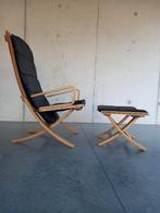 1970s vintage design lounge fauteuil ottoman Scandinave ?, Gebruikt, Eenpersoons, Hout, Ophalen