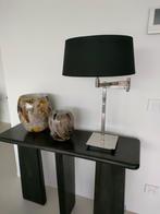 Design tafellamp Flamant, gepolijst aluminium met linnen kap, Huis en Inrichting, Lampen | Tafellampen, Modern Design Eigentijds Landelijk