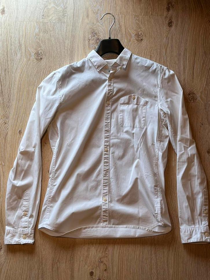 Wit hemd Tom Tailor - maat S, Kleding | Heren, Overhemden, Zo goed als nieuw, Wit, Ophalen of Verzenden