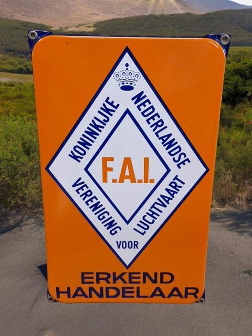 Pracht emaille tekstbord uit de luchtvaart branche🛩, Verzamelen, Merken en Reclamevoorwerpen, Gebruikt, Reclamebord, Ophalen of Verzenden