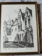 Lithographie d'Albert Goethals - Bruges Geerwijnstraat, Enlèvement ou Envoi