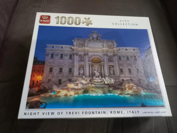 King puzzel 1000 stuks - Nachtuitzicht Trevifontein, Hobby en Vrije tijd, Denksport en Puzzels, Gebruikt, Legpuzzel, 500 t/m 1500 stukjes