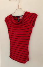 t-shirt Lola & Liza XXS rayé rouge noir, Manches courtes, Taille 34 (XS) ou plus petite, Lola&Liza, Porté