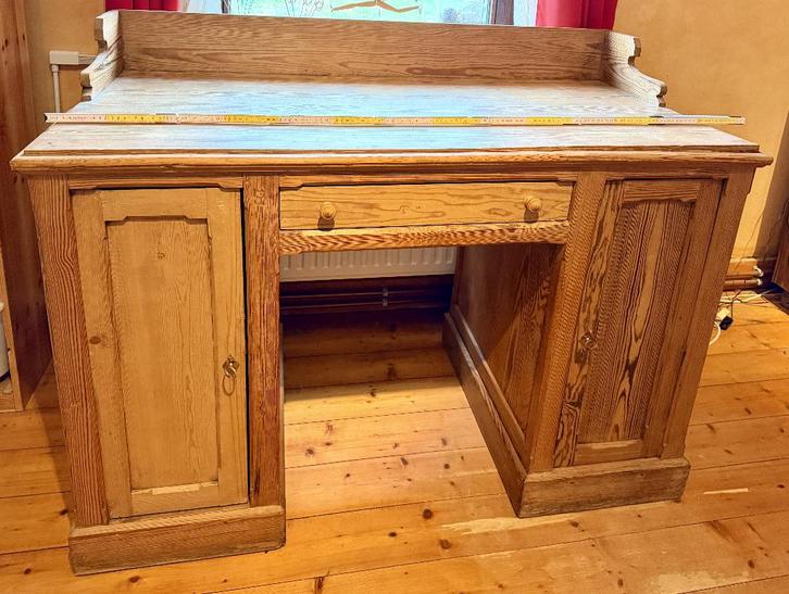 Ancien bureau / pupitre — fin XIXe — probable pitchpin, Maison & Meubles, Bureaux, Comme neuf, Bureau, Enlèvement