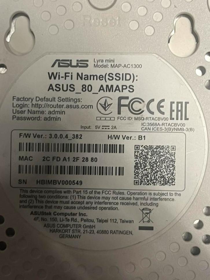 ASUS LYRA MINI(3 stuks), Computers en Software, Routers en Modems, Zo goed als nieuw, Ophalen of Verzenden