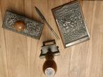 Antiek noteblock en stempel in tin, Antiquités & Art, Antiquités | Étain, Enlèvement