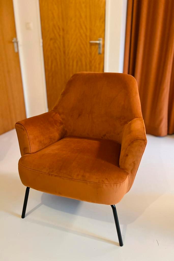 Zetel - koperkleurig, Huis en Inrichting, Zetels | Zetels, Zo goed als nieuw, Stof, Ophalen