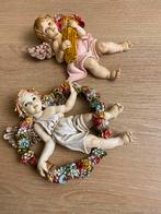Vintage engeltjes met bliemenkrans., Antiek en Kunst, Ophalen