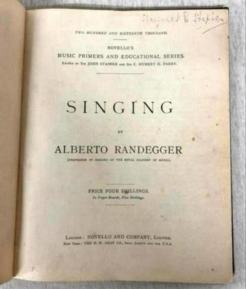 Antiek notenboek Singing by Alberto Randegger muziek-boek beschikbaar voor biedingen