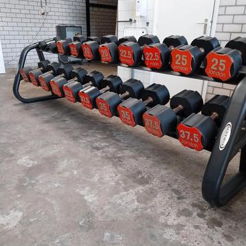 Jordan urethane dumbells set tot 37.5 kilo + matrix rack, Enlèvement, Comme neuf