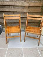 2 vintage houten klapstoelen, Twee, Gebruikt, Hout, Ophalen