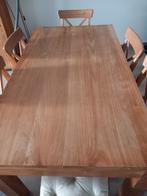 eettafel + 6 stoelen, Huis en Inrichting, Ophalen, Teakhout, 50 tot 100 cm, Zo goed als nieuw