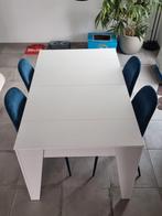 Uitschuifbare tafel + 4 kuipstoelen, 4 tot 6 stoelen, Zo goed als nieuw, Ophalen