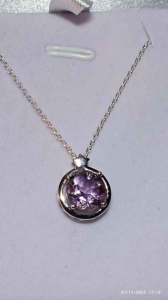 Pendentif en argent massif avec améthyste de Brésil, Neuf, Enlèvement ou Envoi, Avec pierre précieuse, Violet